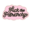 Rosa Wolken-Emaille-Anstecker mit Fuck the Patriarchy Slogan und Goldrand - Rosa Wolke - Slogan