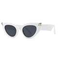 Chic white cat-eye sunglasses with zebra pattern flair and dark polarized lenses - White Frame Black Gray