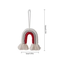 Handmade red white and silver woven rainbow Christmas tree ornament with tassel and dimensions - US 4