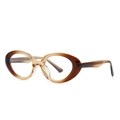 Vintage oval cat-eye sunglasses with amber tea gradient frame for a retro look - C8 Gradient Amber Frame Clear Lens