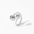 Minimalist open ring featuring two polished silver spheres in a modern adjustable design - Silver Ball Style (B575)
