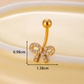 Gold bow belly button ring with clear cubic zirconia micro-pave crystals - 5#-Gold Tone Full Zirconia Bowknot (HSPJ0143)