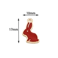 Cute red enamel bunny rabbit charm with gold alloy edges measuring 10mm by 17mm - Red Rabbit