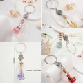 Drift bottle keychain with colorful rhinestones and seashell charms in five color options - 5 Pieces Mixed