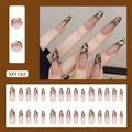 Uñas postizas de leopardo ojo de gato francés con forma stiletto larga y base nude - Estilo de Brillo Fino Galaxia (MY182)
