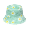 Cappello da pescatore in peluche verde menta con margherite bianche per l'autunno - 58cm / Verde Menta (C)
