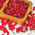 DIY bamboo cylinder beads in translucent red faux jade glass for jewelry making - Transparent Red (J13#)