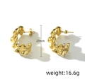 Detailed view of gold irregular crinkled earrings with 27mm height and 16.6g weight - Wave Texture Large / Gold - Irregular Wrinkled Texture (XJA012-013)
