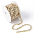 High-quality gold base crystal rhinestone claw chain for DIY jewelry making projects - 1 Yard / Double Row/Gold Base/White Rhinestone/7.5-8mm