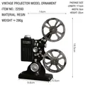 Vintage Filmprojektor Modell Figur aus Kunstharz für Retro Home Office Schrankdekoration - Kleiner Stil (E28-22593) / Schwarz Und Silbergrau