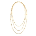 Three-layer gold-plated beaded necklace with minimalist layered chain design on white background - Three-layer Bead Chain Style / Gold