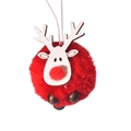 Ornement suspendu de renne en peluche pompon rouge de Noël avec jolie tête de cerf en bois. - Renne Rouge