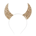 Halloween devil horn headband with gold sequins for kids cosplay party costume - One Size / Gold