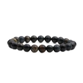 Deep blue and black tiger eye stone bracelet with natural silk luster on white background - 8mm Tiger Eye Stone