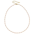 French vintage stainless steel necklace with pink enamel beads and gold lobster clasp - Gold Chain Rose Red Beads (SL030)