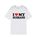 White cotton T-shirt with I Love My Husband print and red heart detail - White (I Love My Husband)