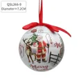 White Christmas foam ball ornament with Santa motif and large red silk bow hanger - Santa Claus Ball