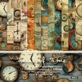 6x6 inch vintage steampunk scrapbook paper pad with clock and gear designs, 24 sheets - R2412 24 Sheets
