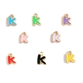 Enamel letter K charms in colorful alloy gold finish for DIY jewelry making - Letter K / Black