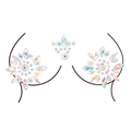 Three-piece iridescent crystal body stickers with floral rhinestones for chest and skin - Pattern 107