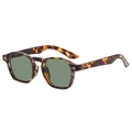Classic tortoiseshell round sunglasses with dark green lenses and metal rivets detail - Milk Tea Tortoise G15 Lens C13