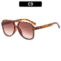 Modern double bridge aviator sunglasses with leopard print frame and brown gradient lenses - Leopard Frame Double Tea Lens