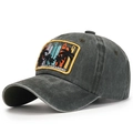 Dark grey washed cotton baseball cap featuring colorful palm tree embroidery - Adjustable / Army Green