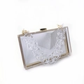 Detail of transparent acrylic evening bag with chunky chain strap and gold clasp - Clear