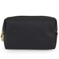 Beauty case nero in pelle Saffiano con doppie cerniere dorate e materiale impermeabile - Piccolo / Nero