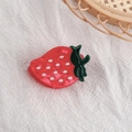 Cute red strawberry hair claw clip with white dots and green leaf for women - Strawberry