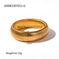 Poliertes vergoldetes Edelstahl-Armreif mit vertikaler Rippenstruktur und Textur - Gold (JDBW2307011-G)