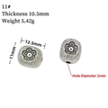 Vintage silver drum-shaped bead with flower pattern and brushed texture for DIY bracelets - 11# (Thick Flower)