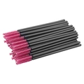 Disposable eyelash brushes with pink nylon heads and black handles in bulk - Black Handle Rose Red Head (50PCS/Pack)