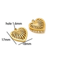 18K gold-plated stainless steel hollow heart charm, size 18x17mm with 1.6mm hole - Gold Heart 02