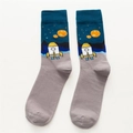 Calze da uomo in cotone con tema spaziale blu navy, motivi di razzi e pianeti - 38-46 / Blu Scuro Grigio Razzo