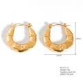 Irregular U-shaped 18K gold-plated stainless steel hoop earrings with cross engraving - Cross Horseshoe Style (24x23mm)