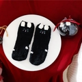 Thick black coral fleece thermal socks with cute 3D ears in a festive gift box - Kids Size (Without Ball) / Black Cat
