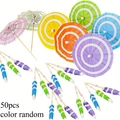 Pack of 50 colorful cocktail paper umbrella picks for drinks and cake decoration - Color Ring Umbrella Style / 10cm (ai-50 Pieces/Pack)
