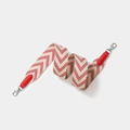 Adjustable woven shoulder strap in red and white chevron pattern with silver metal buckles - 5cm x 70cm / Red With Silver Buckle