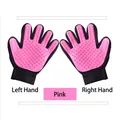 Pink 180-pin pet grooming gloves with breathable mesh for cat and dog massage - Left Hand / Pink