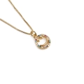 Collana con ciondolo a faccina sorridente dorata con zirconi colorati e catena - 0750CX Faccina Sorridente in Zircone Colorato