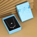 Blue jewelry gift box with bow containing reindeer antler necklace and ring set - 6.5*8.5cm / Light Blue