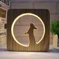 Detail of warm LED night light with hollow rabbit design in a solid wooden frame - Rabbit 2/15cm
