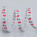 Nastro natalizio 1cm con alberi rossi e fiocchi verdi su grosgrain bianco - 1cm*5 Yard / Natale Bianco