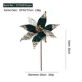 30cm dark green velvet Christmas flower decoration with golden glitter and hollow design - Green Style A (30cm Diameter)