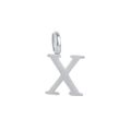 Polished silver stainless steel letter X pendant necklace charm on white background - Steel X