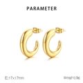 Detail view of 17x17mm gold C-shaped earrings showing dimensions and 9g weight info - Gold (KE112667-KFC)