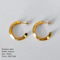Elegant 18k gold plated stainless steel C-shaped hoop earrings for a trendy look - Thick C Style (NE93056) / 25mm / 18K Gold