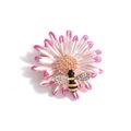 Spilla a margherita sfumata rosa e bianco con ape decorativa e piccoli cristalli - Margherita Rosa e Ape