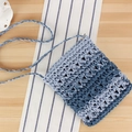 Handmade woven blue gradient crossbody beach bag with matching textured shoulder strap - Blue